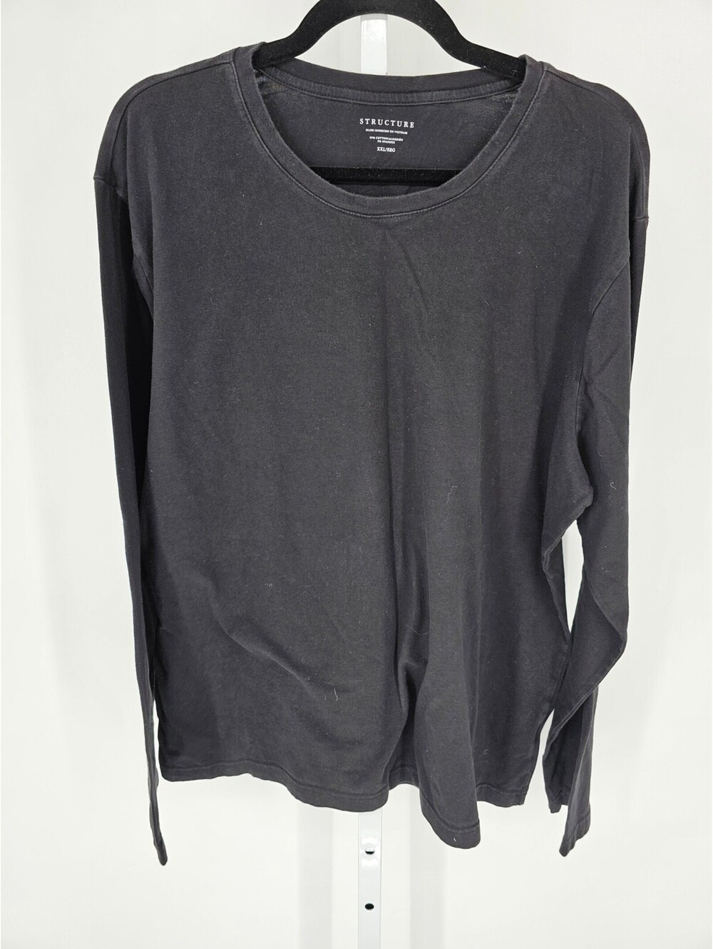 Structure Mens Sz XXL Long Sleeve Crew Neck T Shirt Solid Black